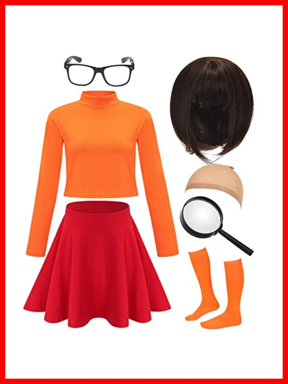 Women's HMPRT 7-Piece Halloween Costume Set Cosplay Crop Top Skirt S